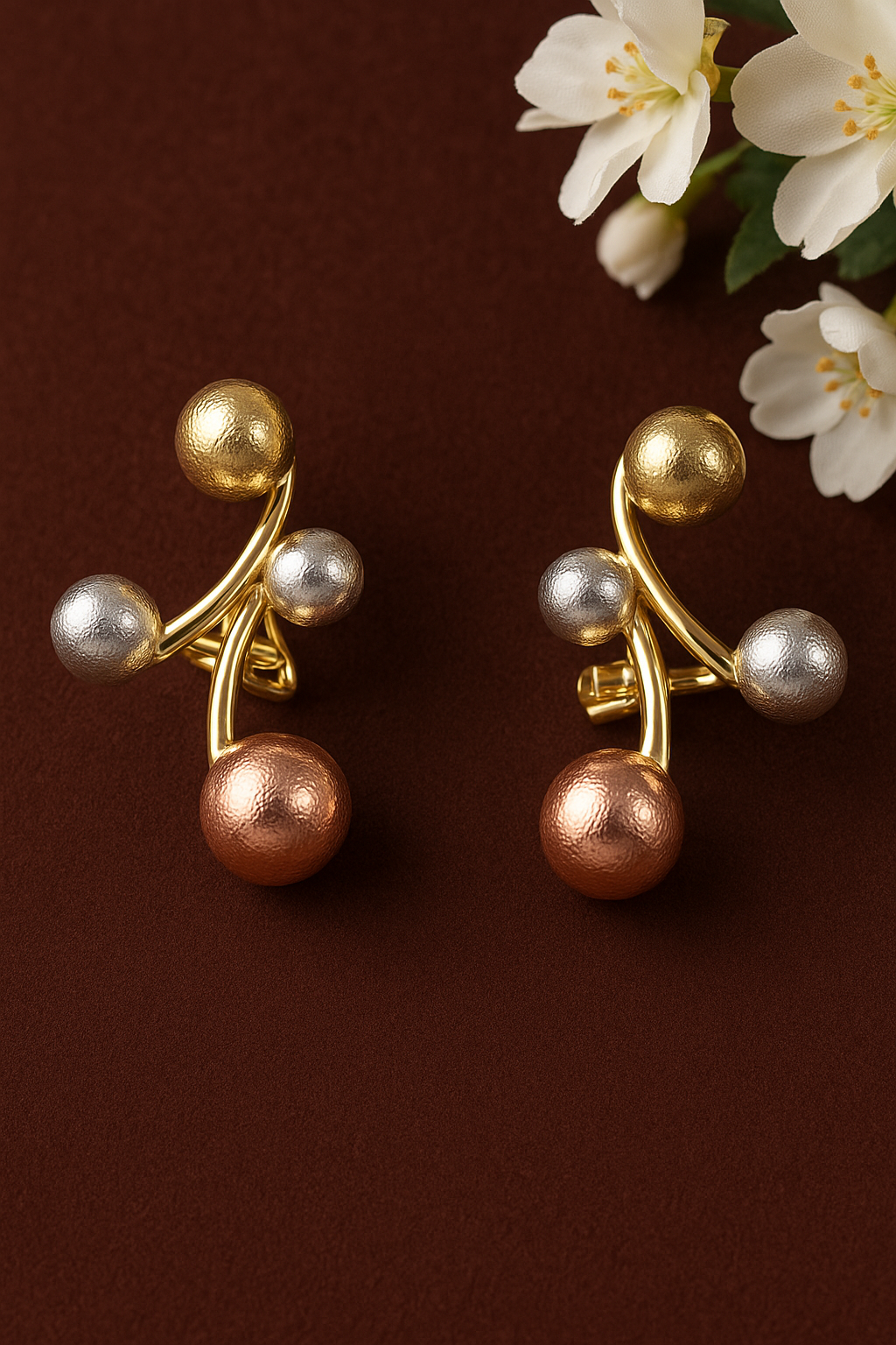 Gold, Silver & Brass Toned Earrings - 4302
