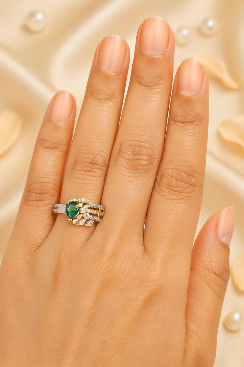 Gold-Plated AD Stone-Studded Ring – 3121 – Yuvanahz