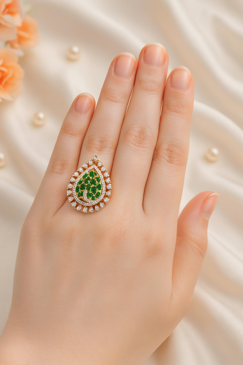 Gold-Plated AD Stone-Studded Ring – 3129 – Yuvanahz
