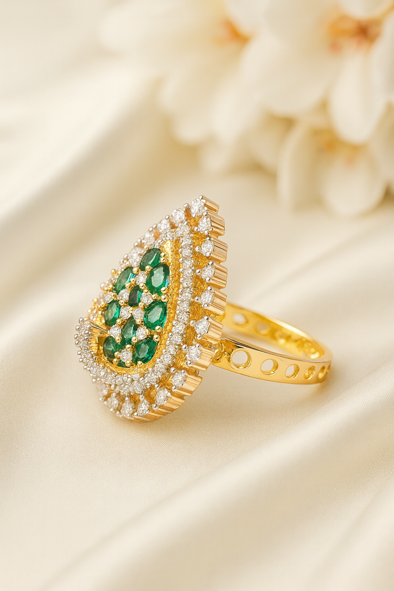Gold-Plated AD Stone-Studded Ring – 3129 – Yuvanahz