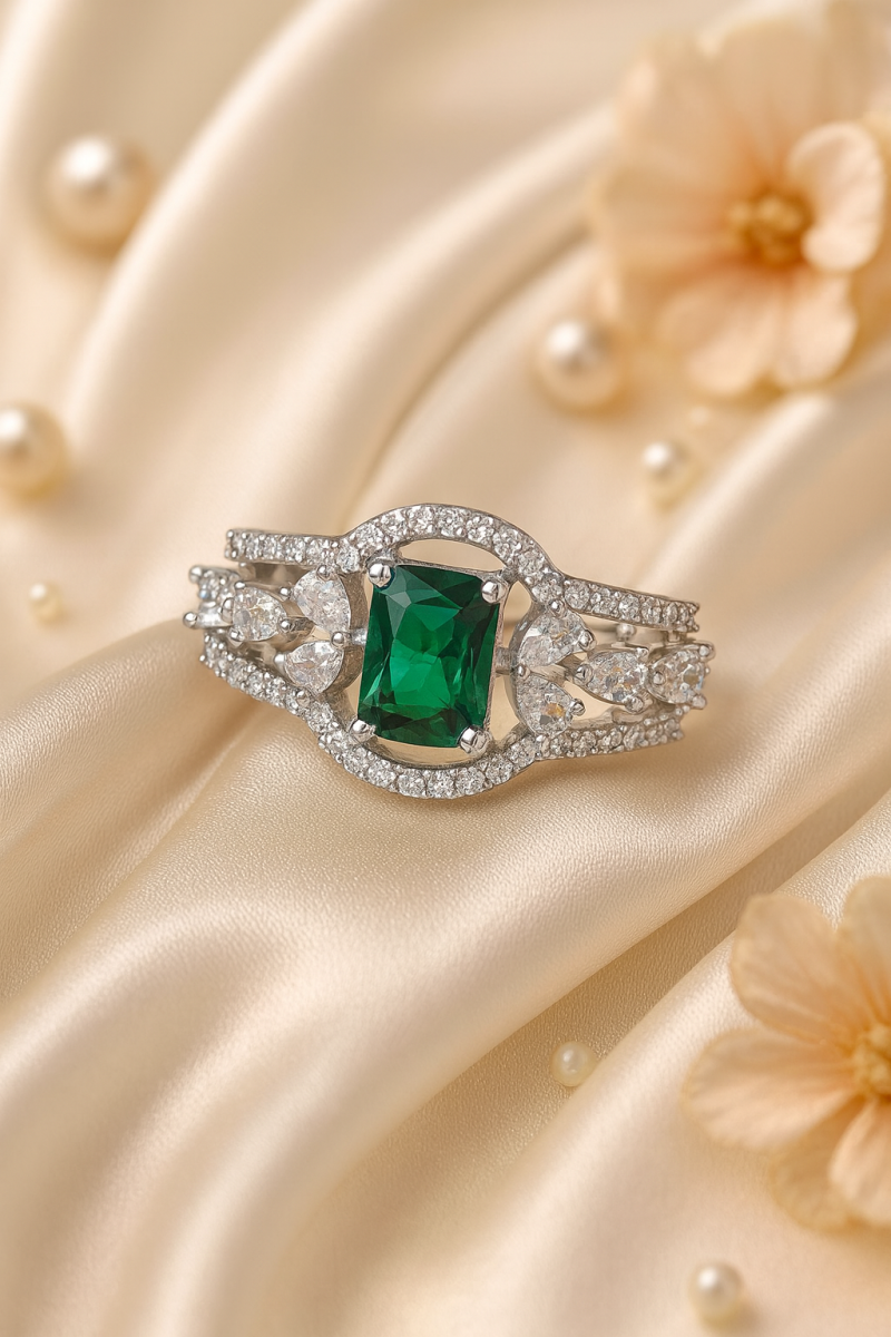Rhodium AD Stone-Studded Ring – 3123 – Yuvanahz