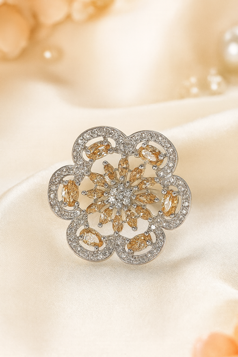 Rhodium AD Stone-Studded Ring – 3124 – Yuvanahz